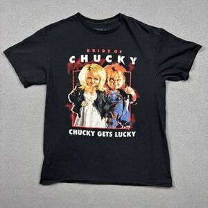 Bride Of Chucky Graphic Crewneck T Shirt Adult L Black CHUCKY GETS LUCKY